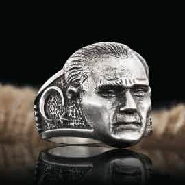 3 Boyutlu Atatürk Gümüş Yüzük