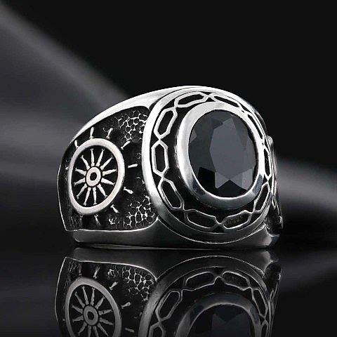 925 Ayar Erkek Oniks Yüzük, Doğal Taşlı Oniks Erkek Yüzük, Siyah Akik Yüzük