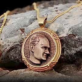 925 Ayar Gümüş Atatürk Portre Kolye