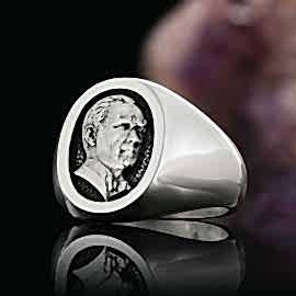 925 Ayar Gümüş Oval Atatürk Siluet İşlemeli Yüzük