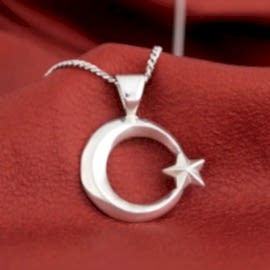 925 Ayar Gümüş  Ay Yıldız Kolye