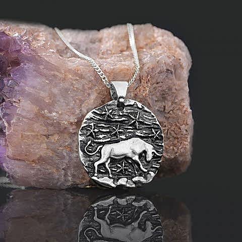 925 Ayar Gümüş Kişiye Özel Tasarım Boğa Burcu Kolye