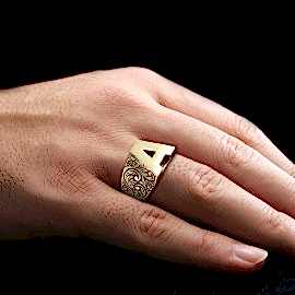 925 Ayar Gümüş Monogram A Harfi Yüzüğü