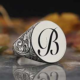 925 Ayar Gümüş Monogram B Harfli Yüzük