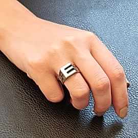 925 Ayar Gümüş Monogram E Harfi Bayan Yüzüğü