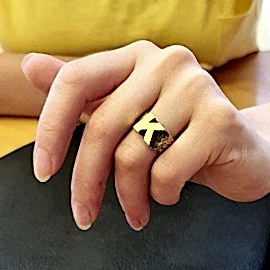 925 Ayar Gümüş Monogram K Harfi Kadın Yüzüğü