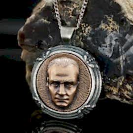 925 Ayar Gümüş Özel Tasarım Atatürk Portre Kolye