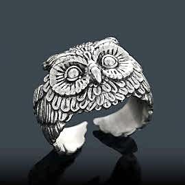 925 Ayar Gümüş Özel Üretim Baykuş Yüzük