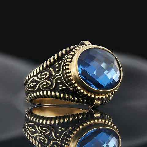 925 Ayar Gümüş Safir Taşlı Yüzük, Safir Taşlı Özel Üretim Gümüş Yüzük