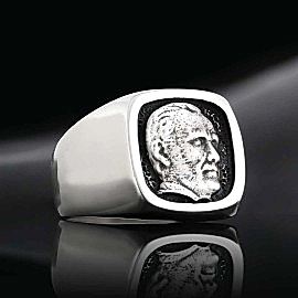 925 Ayar Kare Gümüş Atatürk Siluet Yüzük