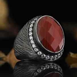Kırmızı Akik Gümüş Yüzük, Özel Üretim Kırmızı Akik Yüzük