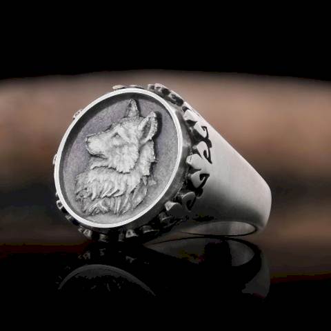 Alfa Kurt Yüzük, Kişiye Özel Üretim Bozkurt Yüzük, 925 Ayar Gümüş Ulu Kurt Erkek Yüzük
