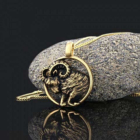 Altın Kaplama Koç Burcu Gümüş Kolye