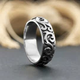 Sarmaşık Desen İşlemeli Gümüş Alyans