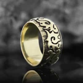 Klasik Motif İşlemeli Gümüş Alyans