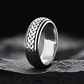 Örgü İşlemeli Özel Tasarım Gümüş Alyans