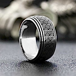 Çift Çizgili Örgü Desenli Elişi 925 Ayar Gümüş Alyans