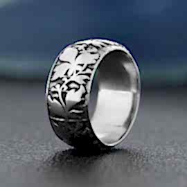 Yaprak Motifli 925 Ayar Gümüş Alyans