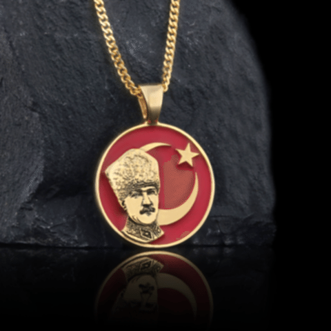 Ay Yıldız Atatürk Kolye, Özel Tasarım Ay Yıldız Atatürk Kolye, Gümüş Ay Yıldız Atatürk Kolye