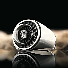 Ay Yıldız İçinde Atatürk Siluet Yüzük