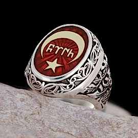 Ay Yıldız İçinde Göktürkçe Türk Yüzüğü