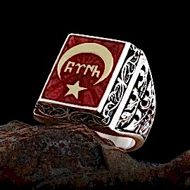 Ay Yıldız İçinde Göktürkçe Türk Yüzük
