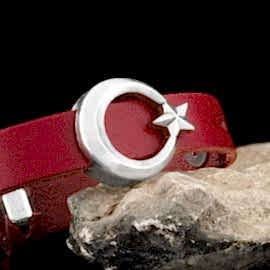 Ay Yıldızlı Deri Bileklik