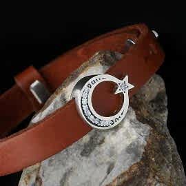 Taşlı Ay Yıldız 925 Ayar Gümüş Bileklik