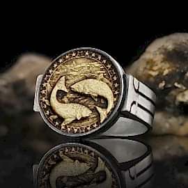 Balık Burcu Yüzük Gümüş 925 Ayar