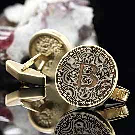 Özel Tasarım 925 Ayar Gümüş Bitcoin Hatıra Kol Düğmesi