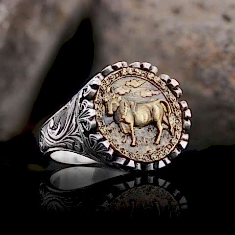 Boğa Burcu Yüzük, 925 Ayar Gümüş Boğa Burç Yüzük