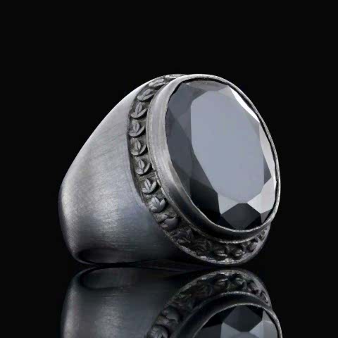 El İşi Özel Tasarım Oniks Taşlı Gümüş Yüzük, Oniks Yüzük, Siyah Akik Yüzük