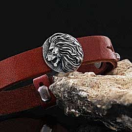 Üç Boyutlu Gümüş Aslan Başı Bileklik