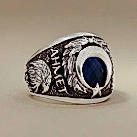 Mavi Taşlı Erkek Gümüş Yüzük