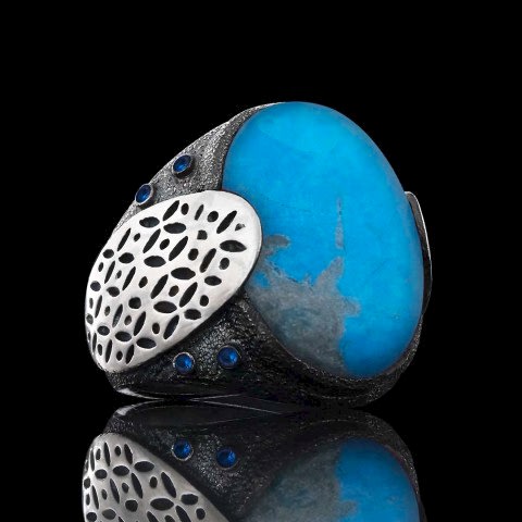 Firuze Taşlı Erkek Yüzük, Yüzük, Özel Tasarım Firuze Yüzük