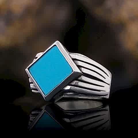 Firuze Yüzük, Firuze Taşlı 925 Ayar Gümüş Yüzük, Gümüş Erkek Firuze Yüzük