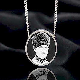 925 Ayar Gümüş Fotoğraflı Atatürk Kolye