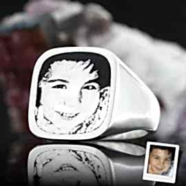 Fotoğraflı Yüzük Kare Gümüş