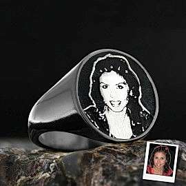 Fotoğraflı Yüzük Oval Gümüş