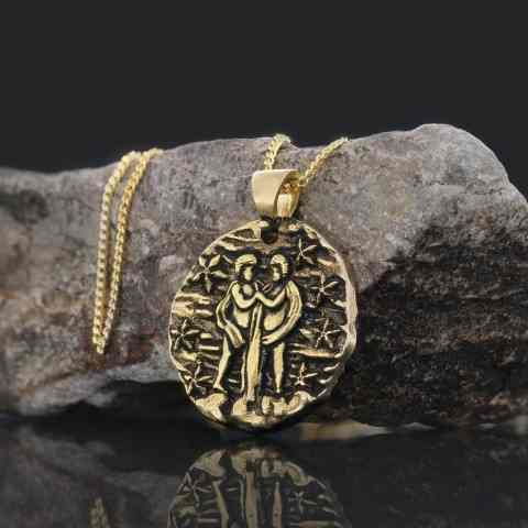 Gümüş El Yapımı İkizler Burcu Kolye