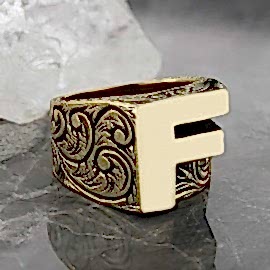 Gümüş El Yapımı Monogram F Harfli Yüzük