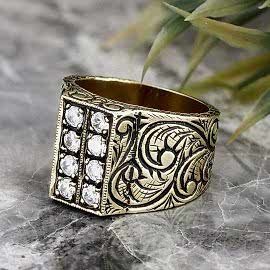 Gümüş El Yapımı Monogram Motifli I Harfli Yüzük