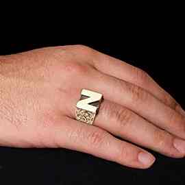 Gümüş El Yapımı Monogram N Harfli Yüzük