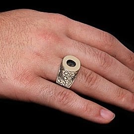 Gümüş El Yapımı Motifli Monogram O Harfli Yüzük