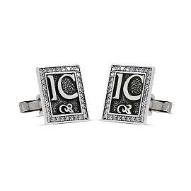 Gümüş Mineli Harfli Kol Düğmesi