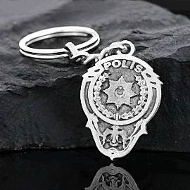 925 Ayar Gümüş Polis Logolu Anahtarlık