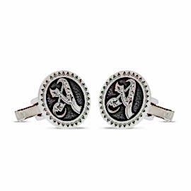 Harf Yazılı Özel Tasarım Gümüş Kol Düğmesi