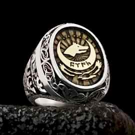 Hilal içinde Göktürkçe Türk Yüzüğü