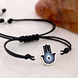 İpli 925 Ayar Gümüş Nazar Boncuğu Bileklik