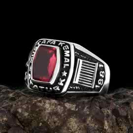 K. Atatürk Siluetli İçimizde Anıtkabir Gümüş Yüzük